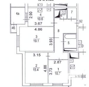 3-к квартира, на длительный срок, 78м2, 12/17 этаж