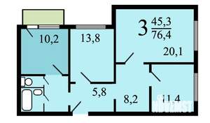 3-к квартира, на длительный срок, 80м2, 5/22 этаж