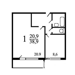 1-к квартира, на длительный срок, 39м2, 5/14 этаж