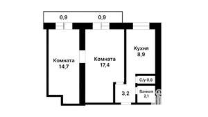 2-к квартира, на длительный срок, 48м2, 7/12 этаж