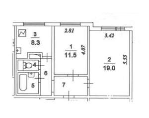 2-к квартира, на длительный срок, 51м2, 2/17 этаж