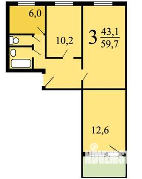 3-к квартира, на длительный срок, 65м2, 6/9 этаж