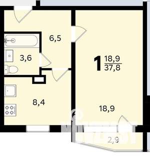1-к квартира, на длительный срок, 37м2, 2/17 этаж