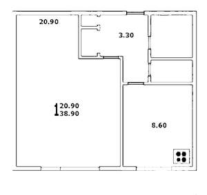 1-к квартира, на длительный срок, 39м2, 2/12 этаж