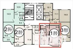 1-к квартира, на длительный срок, 38м2, 6/17 этаж