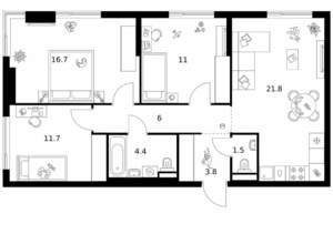 3-к квартира, вторичка, 77м2, 3/13 этаж