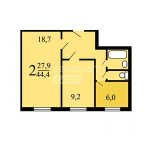 2-к квартира, вторичка, 44м2, 9/9 этаж