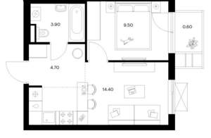 1-к квартира, вторичка, 33м2, 9/12 этаж