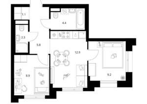 2-к квартира, вторичка, 45м2, 11/28 этаж