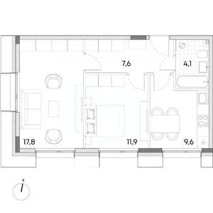 2-к квартира, вторичка, 51м2, 2/7 этаж