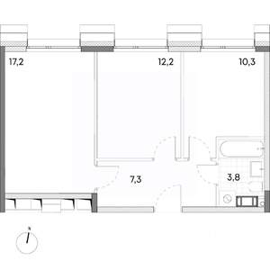 2-к квартира, строящийся дом, 51м2, 5/7 этаж