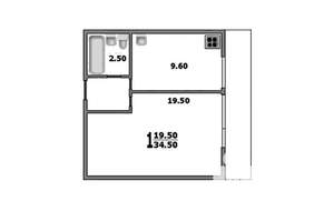 1-к квартира, вторичка, 35м2, 1/16 этаж