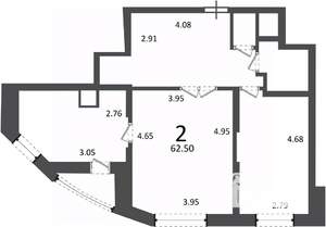 2-к квартира, вторичка, 63м2, 3/19 этаж
