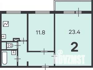 2-к квартира, вторичка, 54м2, 2/14 этаж