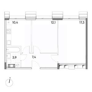 2-к квартира, вторичка, 51м2, 7/7 этаж