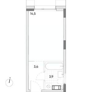 Студия квартира, вторичка, 22м2, 7/7 этаж
