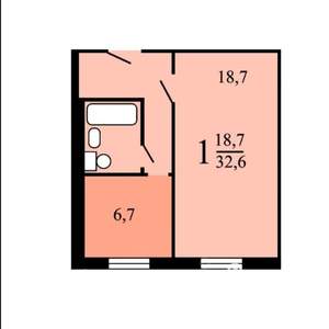 1-к квартира, вторичка, 33м2, 8/9 этаж
