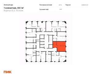 1-к квартира, вторичка, 44м2, 13/25 этаж