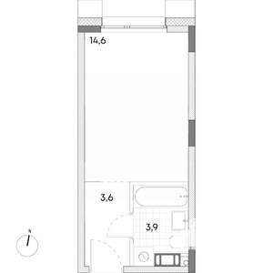 Студия квартира, вторичка, 22м2, 6/7 этаж