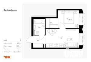 1-к квартира, вторичка, 32м2, 18/28 этаж