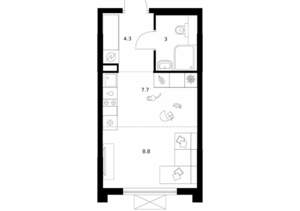 Студия квартира, вторичка, 24м2, 6/25 этаж