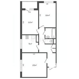 3-к квартира, вторичка, 64м2, 8/14 этаж