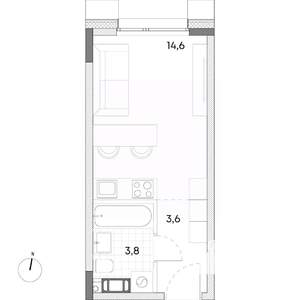 Студия квартира, вторичка, 22м2, 7/7 этаж