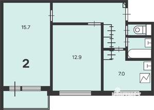 2-к квартира, вторичка, 47м2, 9/9 этаж