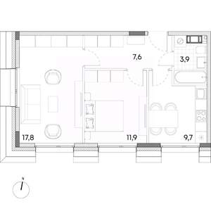 2-к квартира, вторичка, 51м2, 6/7 этаж