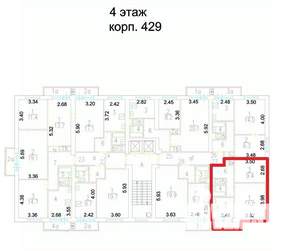 2-к квартира, вторичка, 39м2, 4/12 этаж