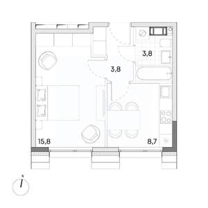 1-к квартира, вторичка, 32м2, 5/7 этаж