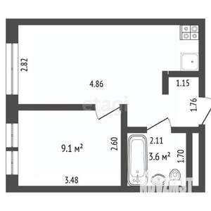 1-к квартира, вторичка, 32м2, 13/25 этаж