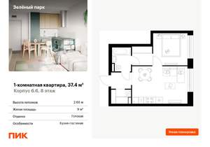 1-к квартира, вторичка, 37м2, 8/28 этаж