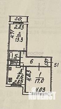 2-к квартира, вторичка, 52м2, 5/9 этаж