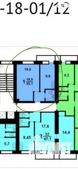 1-к квартира, вторичка, 35м2, 9/12 этаж