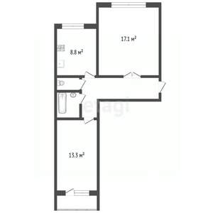 2-к квартира, вторичка, 53м2, 7/12 этаж