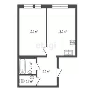 1-к квартира, вторичка, 42м2, 13/17 этаж
