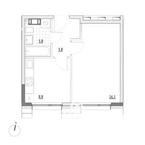 1-к квартира, вторичка, 33м2, 7/7 этаж