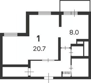 1-к квартира, вторичка, 44м2, 2/10 этаж