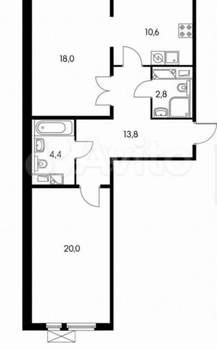 2-к квартира, вторичка, 70м2, 16/17 этаж