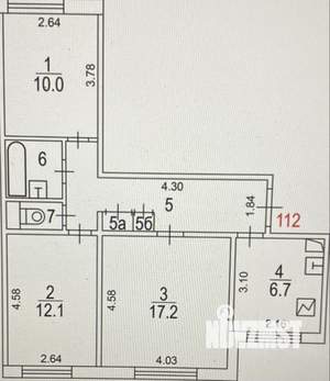 3-к квартира, вторичка, 63м2, 1/14 этаж