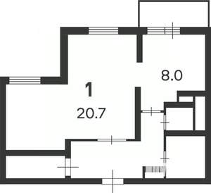 1-к квартира, вторичка, 44м2, 3/10 этаж