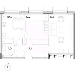 2-к квартира, вторичка, 51м2, 2/7 этаж