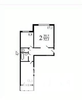 2-к квартира, вторичка, 53м2, 7/12 этаж