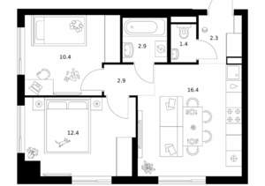 2-к квартира, вторичка, 49м2, 4/14 этаж