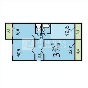 3-к квартира, вторичка, 77м2, 1/14 этаж