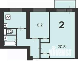 2-к квартира, вторичка, 45м2, 2/12 этаж