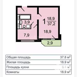 1-к квартира, вторичка, 38м2, 11/17 этаж