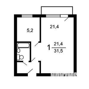 1-к квартира, вторичка, 33м2, 4/9 этаж