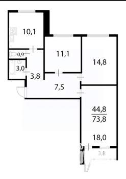 3-к квартира, вторичка, 73м2, 13/14 этаж